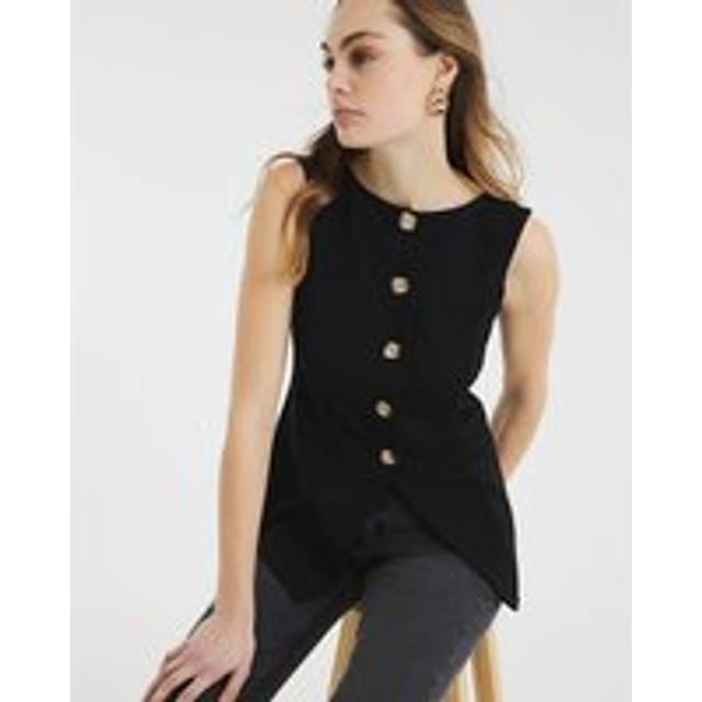 River Island Womens Black Longline Waistcoat - 18