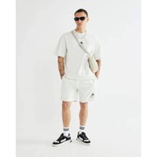 Mens River Island Cream Oversized Japanese T-Shirt & Shorts Set - XS