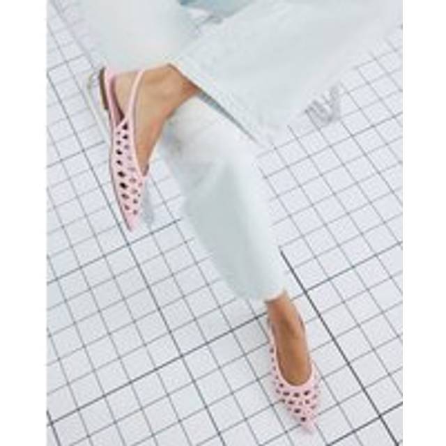 River Island Womens Pink Studded Laser Cut Pointed Flat Shoes - 2