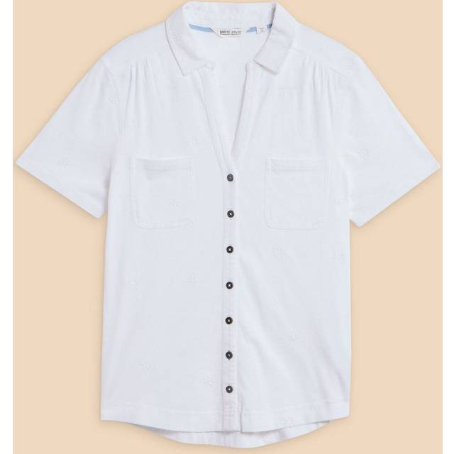 Women's White Stuff Women's Annie Embroidered Shirt Regular Brilliant White - Size: 14