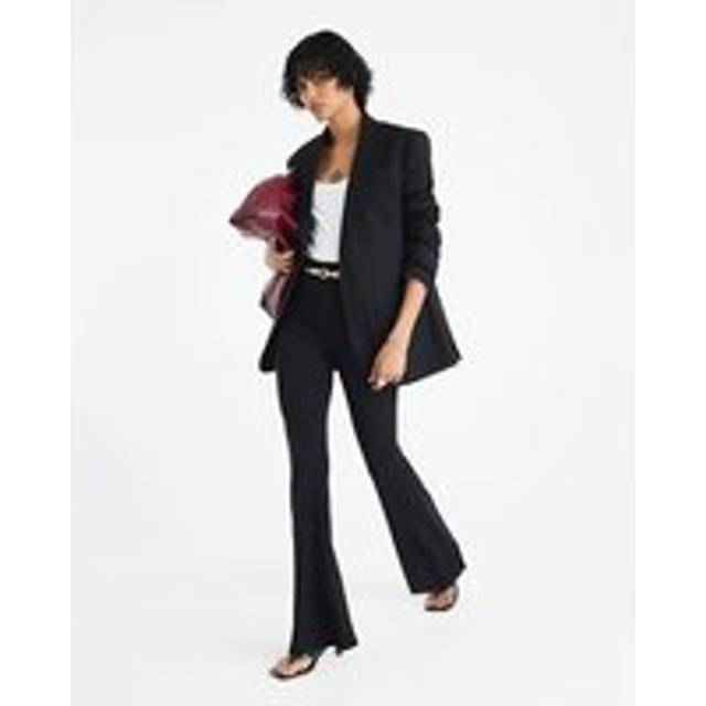 River Island Womens Black Ribbed Belted Flare Trousers - S