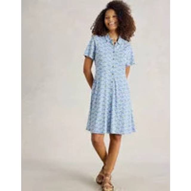 White Stuff Ria Abstract Organic Cotton Blend Shirt Dress, Blue/Multi