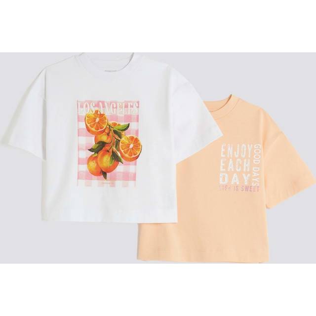 River Island Girls Orange Pack Of 2 Graphic T-Shirts - 7-8 Yrs