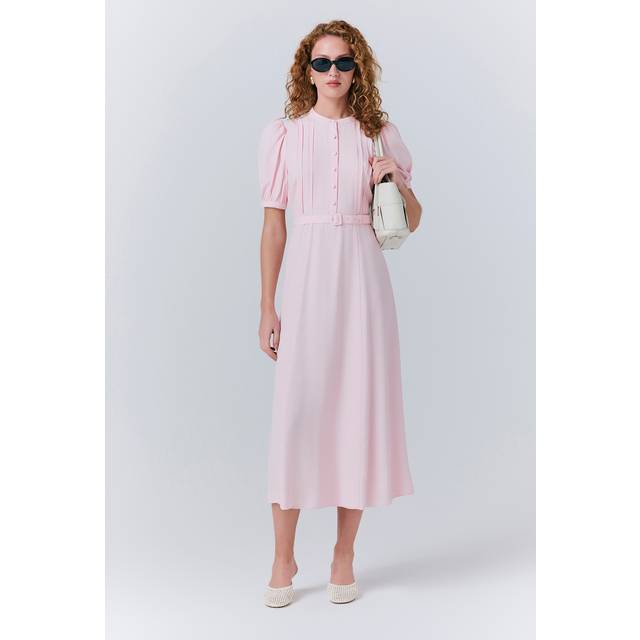 Ghost Francis Crepe Belted Midi Dress - Pink