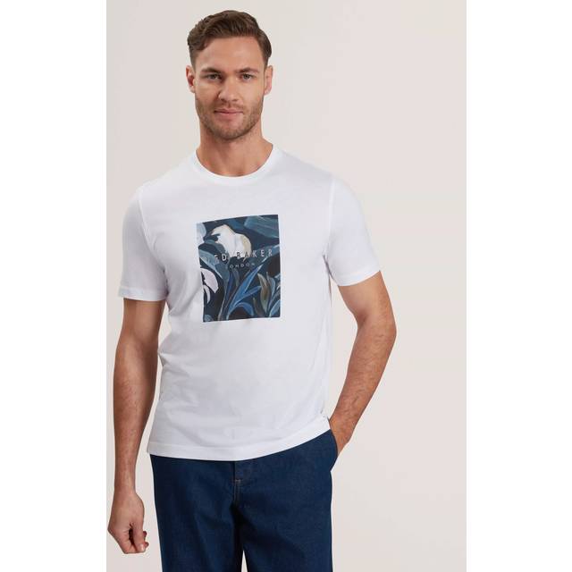 Ted Baker Justino Cotton Regular Fit Box Print Graphic T-Shirt, White