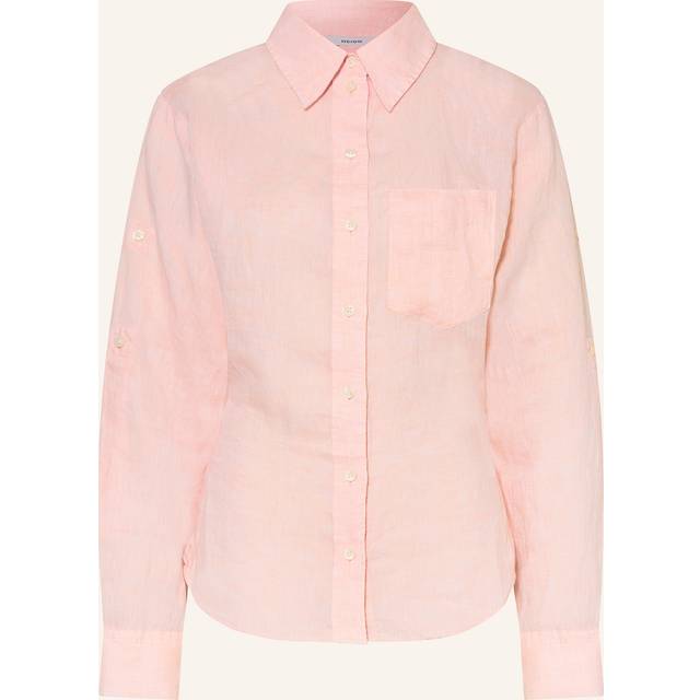 Reiss Leora Fitted Pure Linen Shirt, Pale Pink