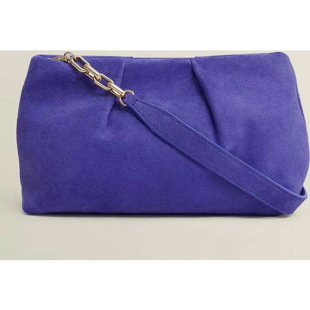 Hobbs Clifton Suede Clutch Bag, Allium Blue
