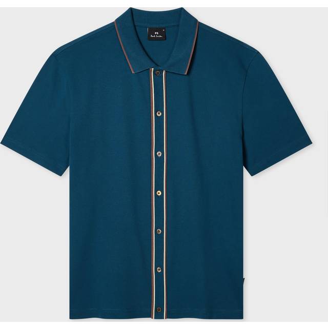 PS Paul Smith Cotton Blend Regular Fit Button-Through Polo Shirt, Green