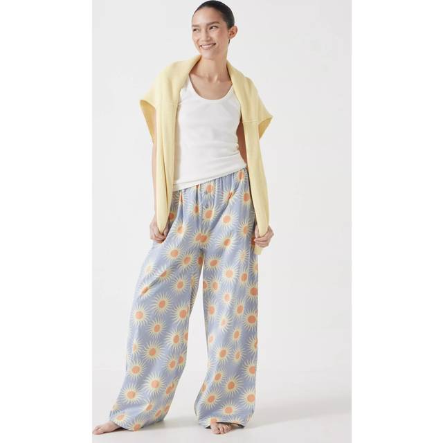 HUSH Sun Bottoms Sateen Pyjama Set, Sun Ray/Blue