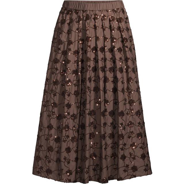 Weekend MaxMara Tempra Sequin Cotton Midi Skirt, Chocolate