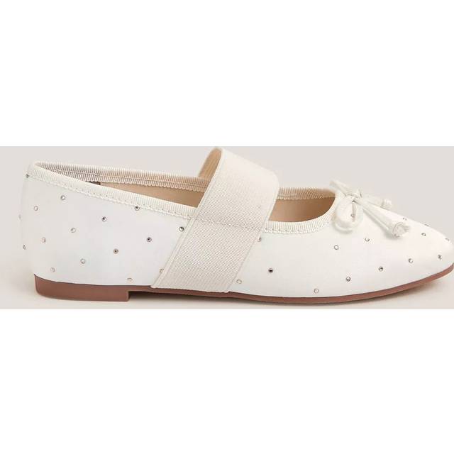 Monsoon Kids' Diamante Ballerina Flat Shoes, Ivory