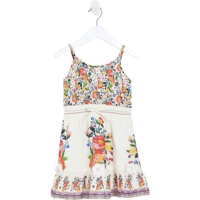 River Island Mini Girls Del Maar Floral Dress - White, White, Size Age: 2-3 Years - age: 2-3 YEARS