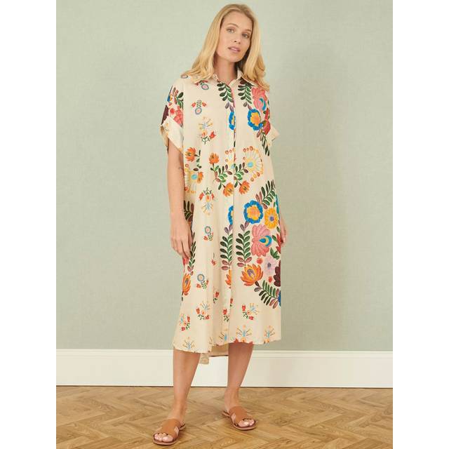 Multicoloured Folk Print Relaxed Tunic - One Size