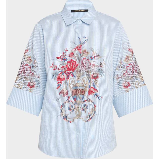 Drew Seersucker Floral-Print Blouse - SKY BLUE - XX-Large
