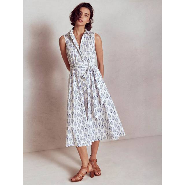 Boden Amy Tennis Racket Sleeveless Shirt Dress, Ivory/Multi
