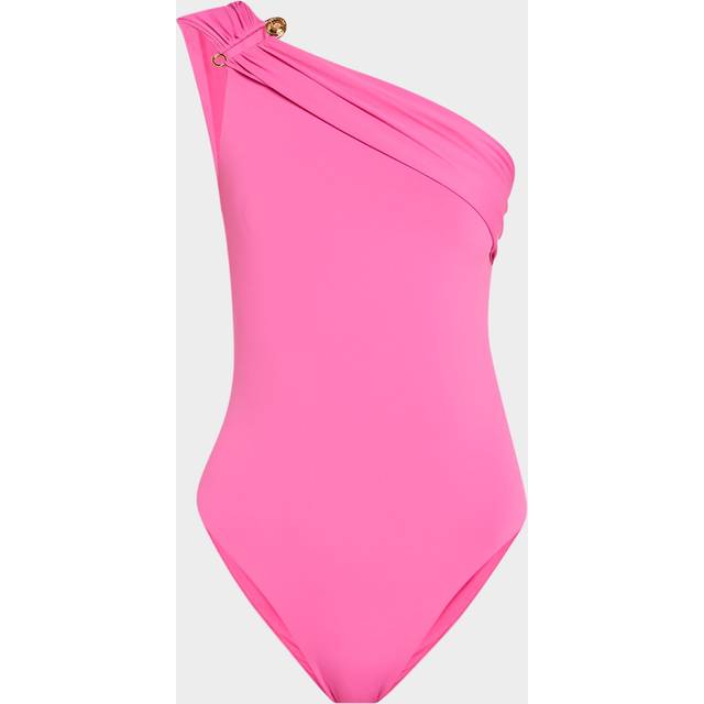 Medusa Safety Pin Asymmetric One-Piece Swimsuit - Dragon Fruit - 3