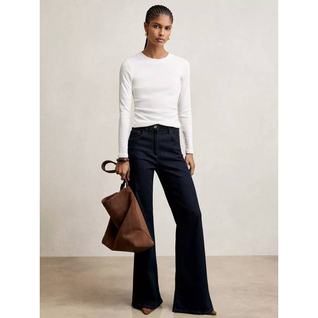 Reiss Tessa Ribbed Long Sleeve Top, White