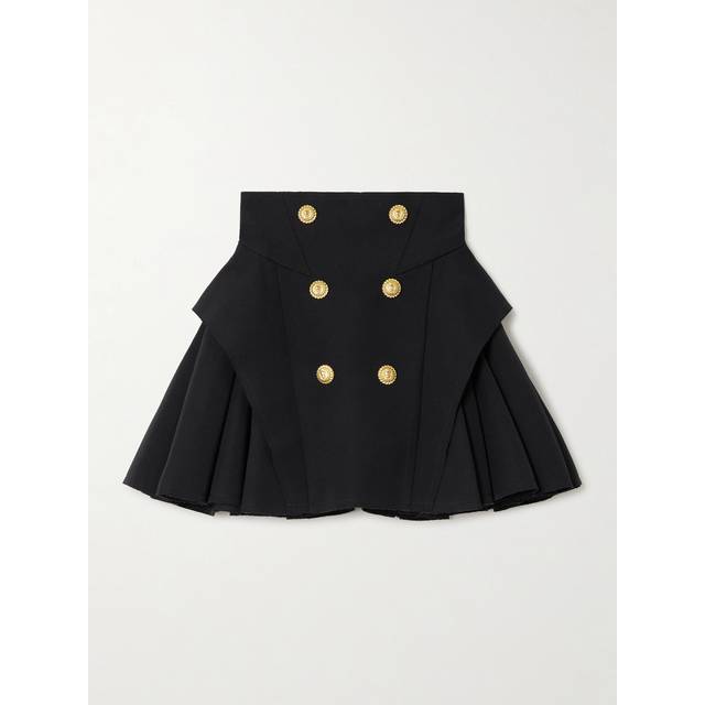 6-Button Structured Flare Mini Skirt - BLACK - 40 FR (8 US)