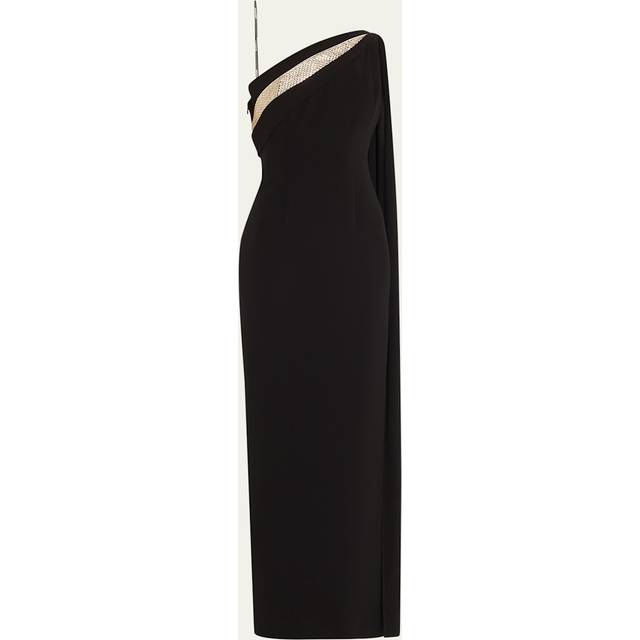 One-Shoulder Diamante Column Gown - BLACK - 8 UK (4 US)