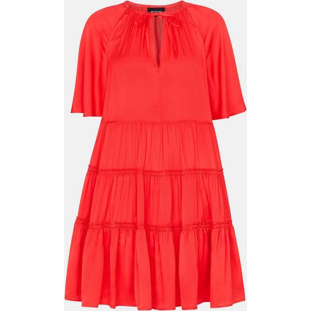 Whistles Satin Trapeze Mini Dress, Red