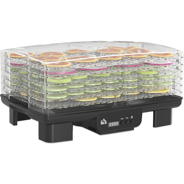 HOMCOM 6 Tray Food Dehydrator, 550W Food Dryer Machine with Adjustable Temperature, 48H Timer, for Drying Fruit, Vegetable and Pet Treat, Black