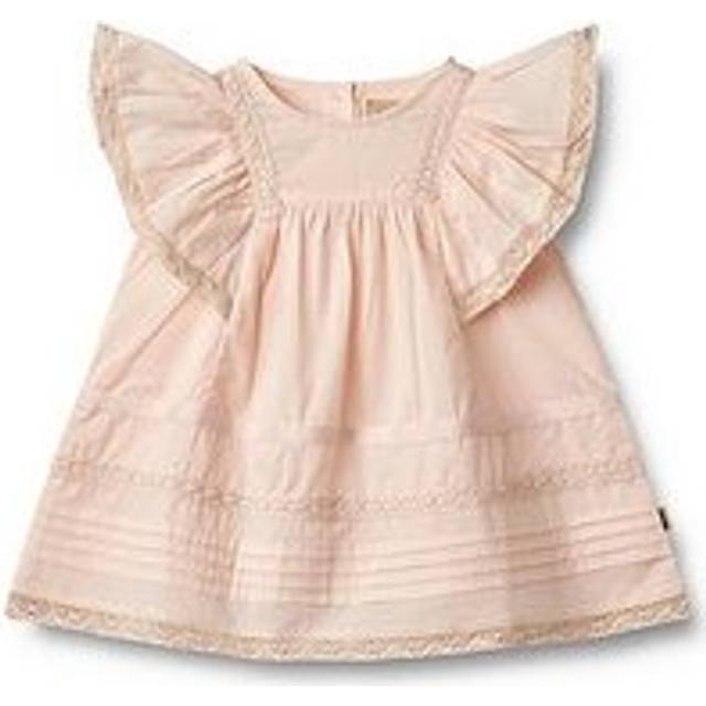 Wheat Baby Girls Minna Frill Dress - Light Pink, Light Pink, Size 6 Months - 6 MONTHS