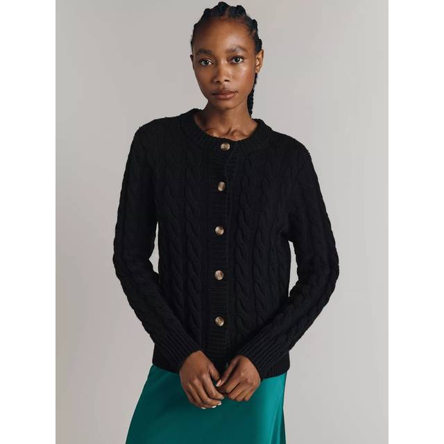 Ghost Evie Cable Knit Cardigan - Black