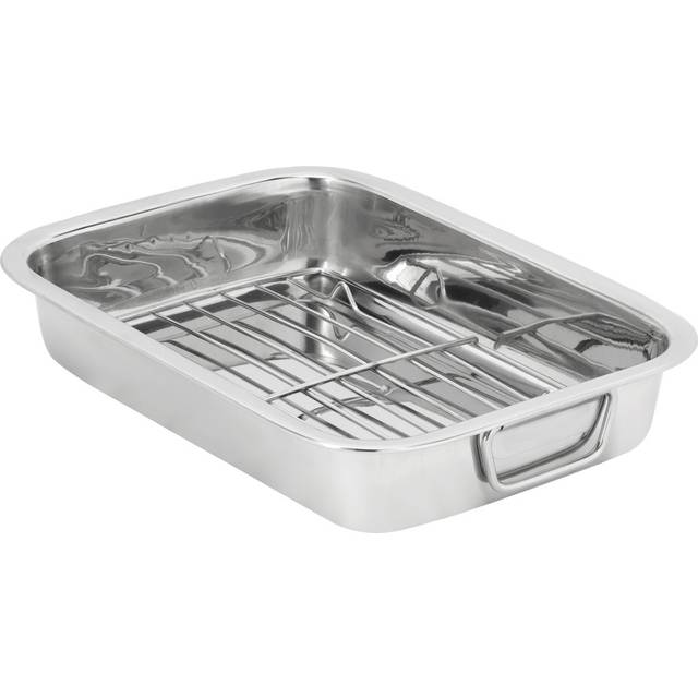 ROYALFORD Roasting Tin With Rack, Stainless Steel Roasting Pan - Silver (30cm)