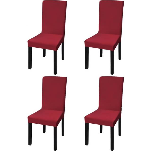 vidaXL Straight Stretchable Chair Cover 4 pcs Bordeaux - Red