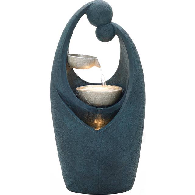 Weather Resistant Floor Fountain with Light - Blue (62cm H X 24cm W X 30cm D)