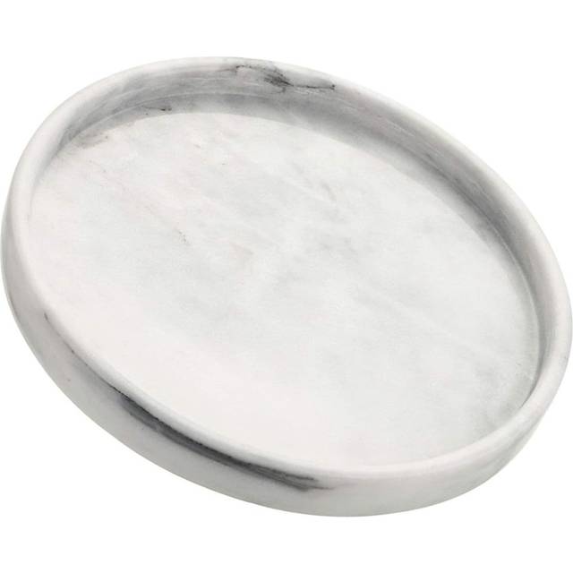 Elegant Round Natural Marble Decorative Storage Tray - Grey (25cm W X 25cm D X 3cm H)