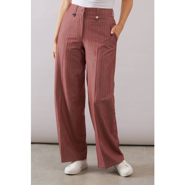 Womens Pinstripe Wide Leg Trouser - Rust - 12
