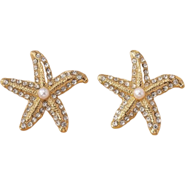 SHEIN 1 Pair Glitzy Rhinestone Starfish Stud Earrings, High-End Women&#39;s Earring Accessories For Daily Wear And Vacation