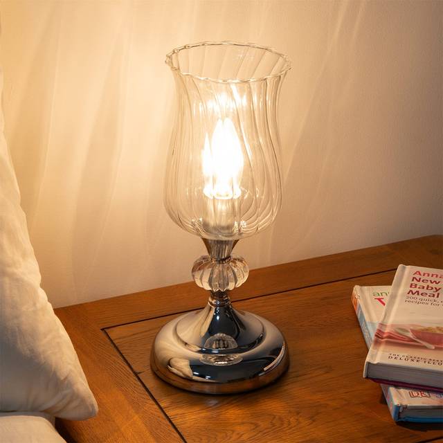 Hurricane Table Lamp With Touch Activated Base - Silver (28cm H X 12.5cm W X 12.5cm D)