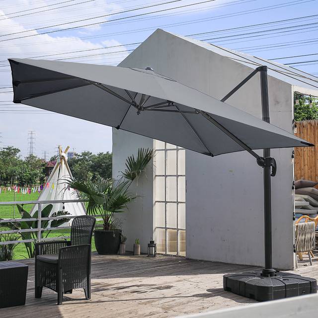 Large Square Canopy Rotating Outdoor Cantilever Parasol - Black (300cm W X 300cm D)