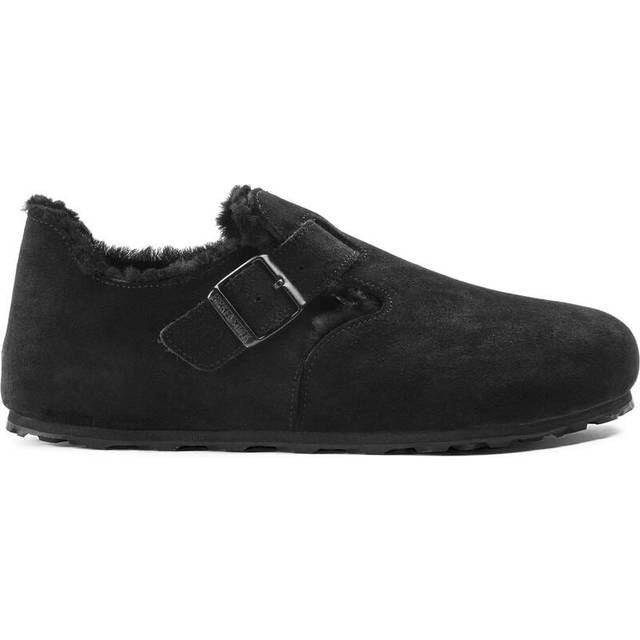 Birkenstock London Shearling Suede Unisex Slip On Shearling Black Shoes - Medium x UK 5