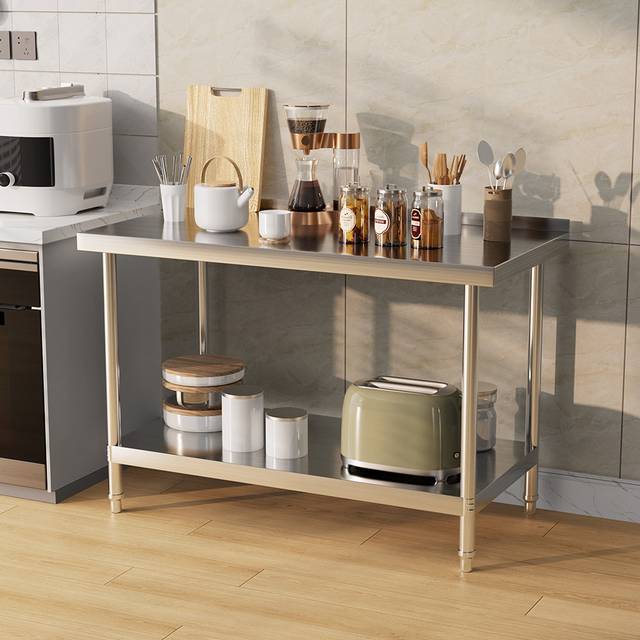 Two-tier stainless steel workbench - Silver (83.5cm H X 120cm W X 60cm D)