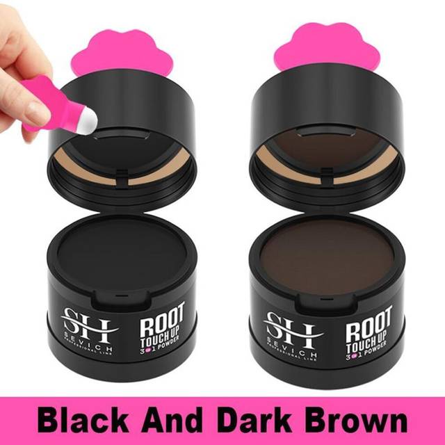 (black,dark brown, 2pcs) 2024 New Hairline Powder 4g Sevich Black Root Cover Up Instant Waterproof Hair Line Shadow Powder Hair Concealer Coverage Mak
