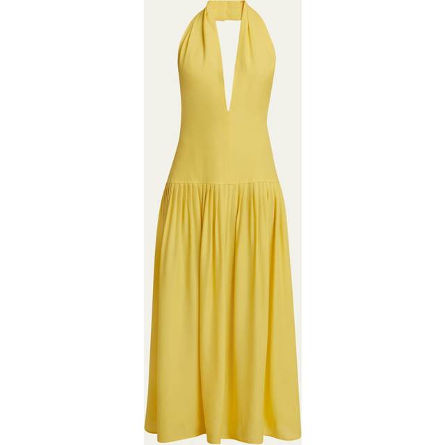 Tala Halter Viscose Georgette Dress - LEMON - 10