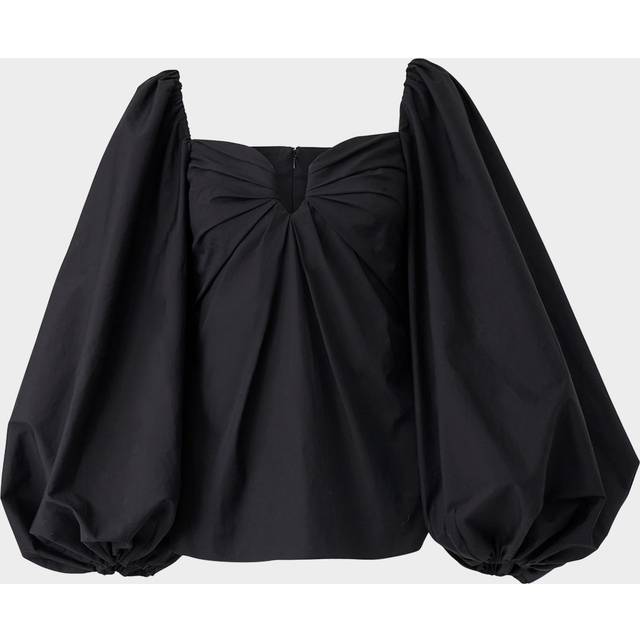 Sweetheart Balloon-Sleeve Top - BLACK - 6