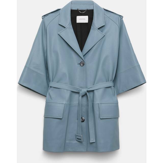 Sleek Statement I Lambskin Leather Coat - MALACHITE - Large