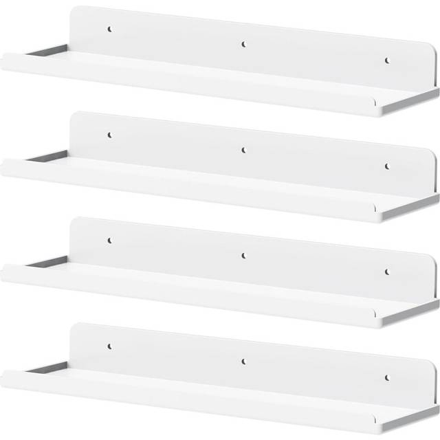 4 Pack White Plastic Shelf ,38.1Cm Room Decor (4.5cm H X 38cm W X 10cm D)