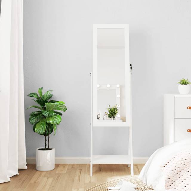 Mamchand Free-standing Jewelry Armoire - White (151.5cm H X 42cm W X 40cm D)