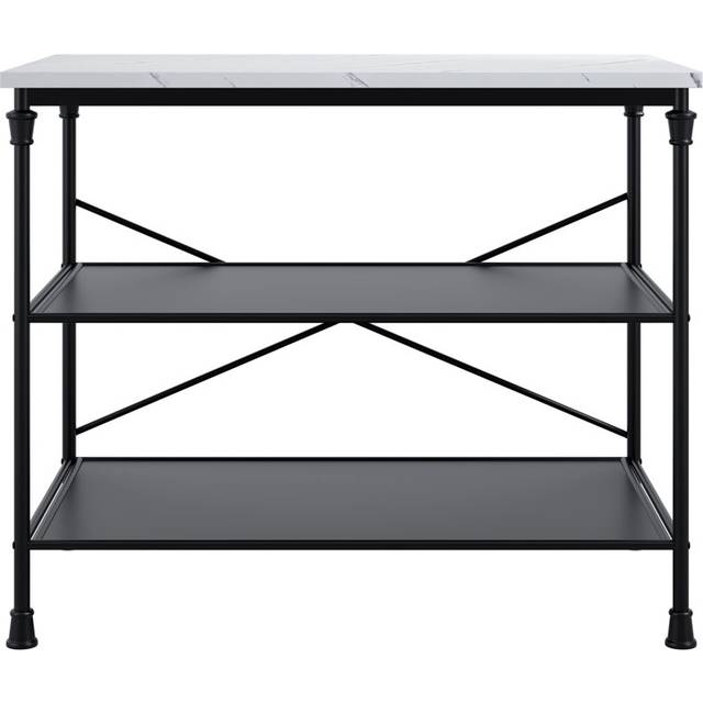 Cornisha Melamine Kitchen Island - Black (91cm H X 115cm W X 65cm D)