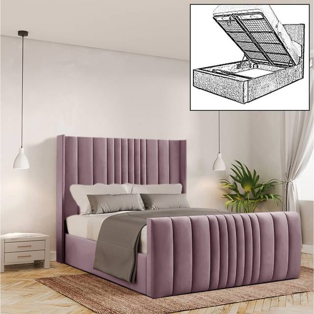 Bastin Upholstered Ottoman Storage Bed - Lilac (Super King (6&#39;))