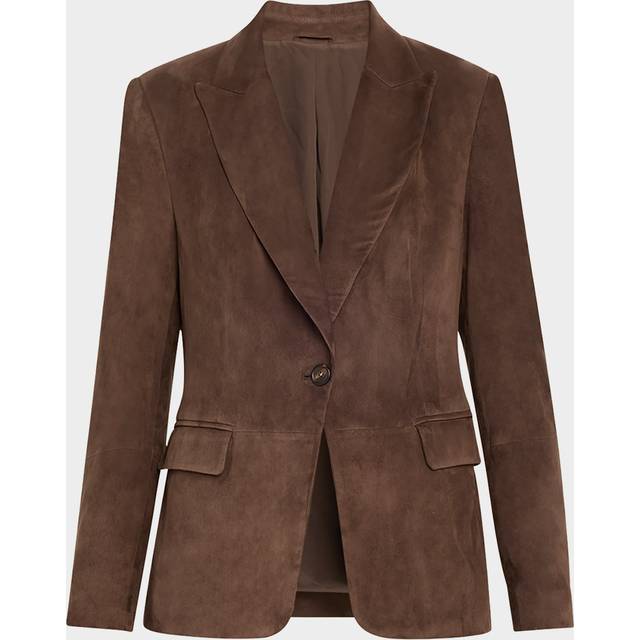 Suede Single-Breasted Blazer Jacket - BROWN - 44 IT (8 US)