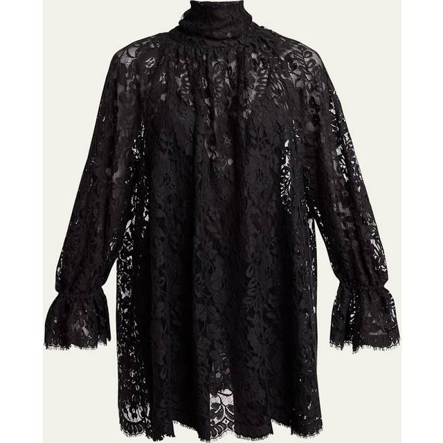 Turtleneck Long-Sleeve Lace Shift Dress - BLACK - 34 FR (2 US)