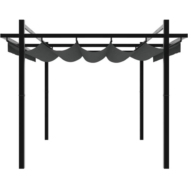 Garden Gazebo With Retractable Roof Aluminium - Anthracite (233cm H x 309.5cm W x 297cm D)