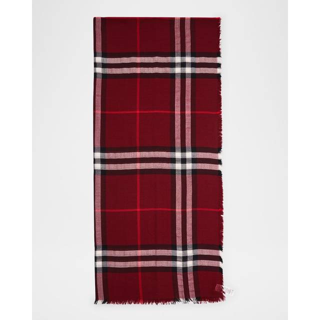 Burberry Wide Check Wool Scarf - Oxblood - One Size