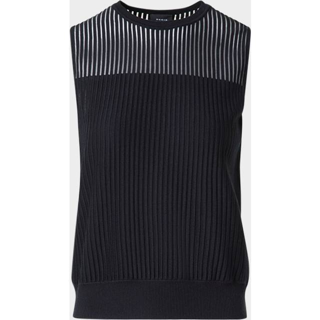 Sleeveless Cotton-Silk Sweater - BLACK - 8